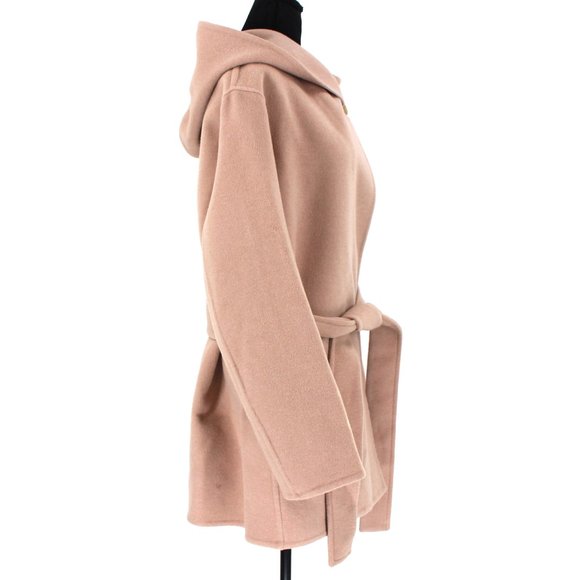 Vince Wool Blend Desert Clay Hooded Belted Overcoat Jacket NWT Size L - Picture 5 of 9